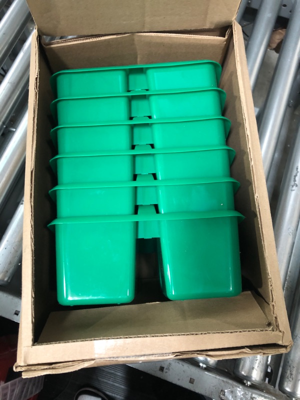 Photo 2 of Teacher Created Resources Green Portable Plastic Storage Caddy 6-Pack for Classrooms, Kids Room, and Office Organization, 3 Compartment