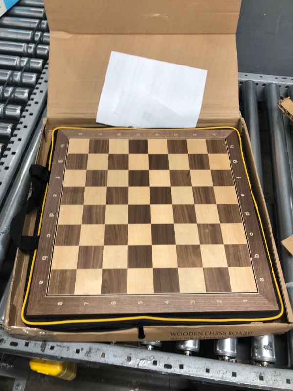 Photo 2 of A&A 18.875" Professional Wooden Tournament Chess Board/Walnut & Maple Inlaid / 2.0" Squares w/Notation 18.875" / 48cm Walnut & Maple Inlaid - W/ Notation