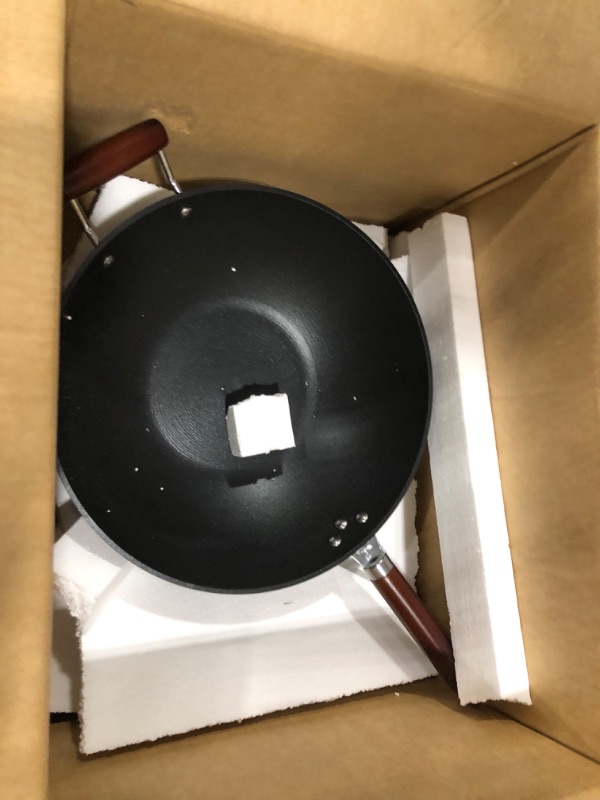 Photo 2 of 21st & Main Light weight Cast Iron Wok, Stir Fry Pan, Wooden Handle, 14 Inch, chef’s pan, pre-seasoned nonstick, commercial and household, for Chinese Japanese and others Cooking