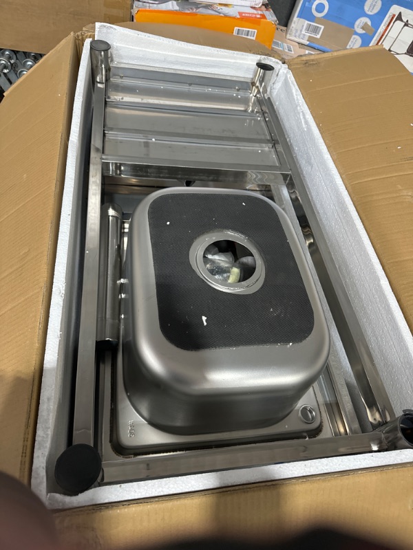 Photo 4 of ***DAMAGED READ NOTES***Free Standing Stainless-Steel Single Bowl Commercial Restaurant Kitchen Sink Set (39.5in) 39.5" L