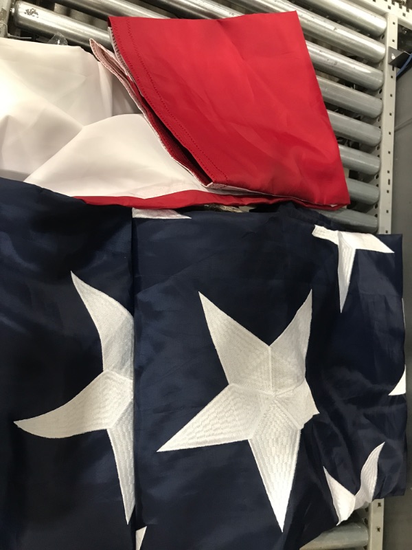 Photo 1 of Homissor American Flag 20x38 Ft Large US Flags in USA - Giant United State Flag Heavy Duty Outdoor Embroidered Stars for All Weather High Wind Sewn Stripes With Brass Grommets