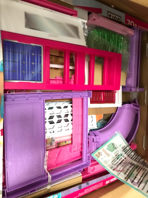 Photo 2 of Barbie DreamHouse Dollhouse with 70+ Accessories, Working Elevator & Slide, Transforming Furniture, Lights & Sounds Wheelchair Accessible Elevator