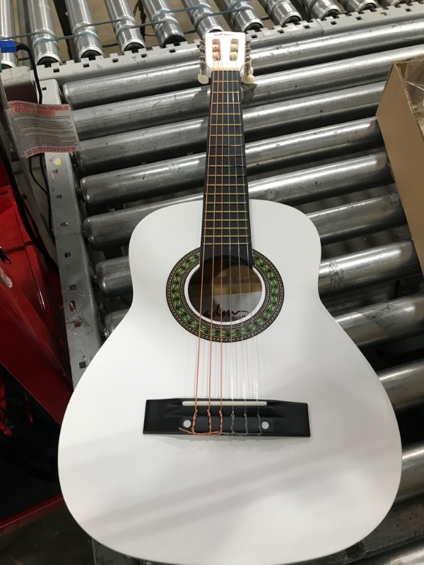 Photo 1 of ADM Beginner Acoustic Classical Guitar Nylon Strings Wooden Guitar Bundle Kit for Kid Boy Girl Student Youth Guitarra Free Online Lessons with Gig Bag, Strap, Tuner, Picks (30 Inch, White) 30 Inch White