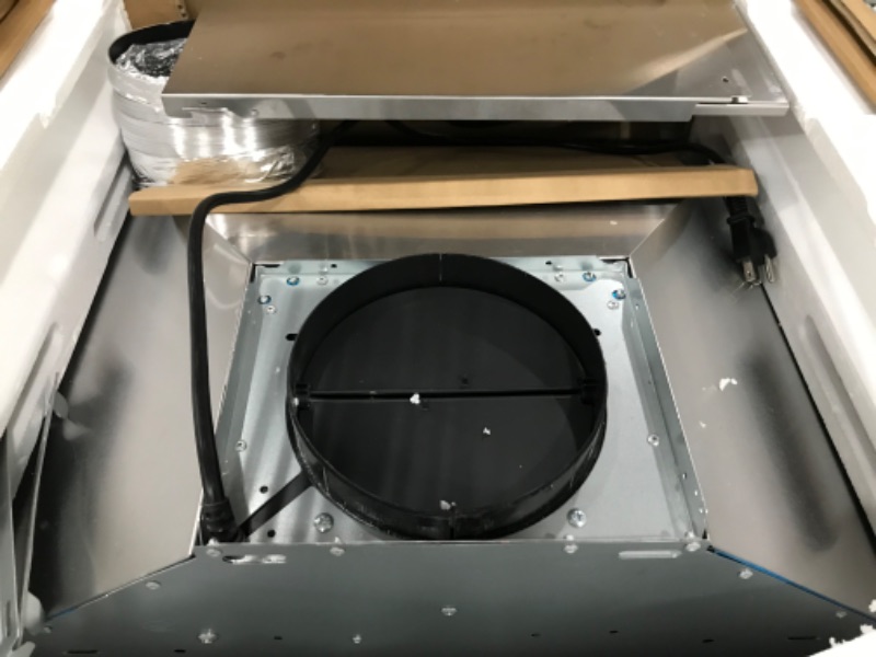 Photo 1 of 24 Inch Range Hood, Wall Mount Vent Hood in Stainless Steel with Ducted/Ductless Convertible Duct, 3 Speed Exhaust Fan, Energy Saving LED Light, Push Button Control, 2 Pcs Baffle Filters