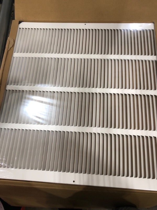 Photo 2 of 22" x 22" Return Air Grille - Sidewall and Ceiling - HVAC Vent Duct Cover Diffuser - [White] [Outer Dimensions: 23.75w X 23.75"h] 22 x 22 White