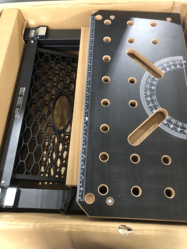 Photo 1 of VEVOR Folding Work Table, 2-in-1 as Sawhorse & Workbench, 1000 lbs Capacity, 7 Adjustable Heights, Steel Legs, Portable Foldable Tool Stand with Wood Clamp, 4 Bench Dogs, 2 Hooks, Easy Garage Storage 28"*26"