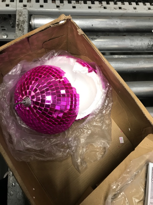 Photo 2 of 
4 Pcs Large Pink Disco Ball Mirror Disco Ball 70s Mellow Pink Disco Ball Hanging Disco Ball Stage Lightning Effect Ball for 70s Theme Party DJ Stage Props Wedding Birthday Decoration(8", 6", 4")
