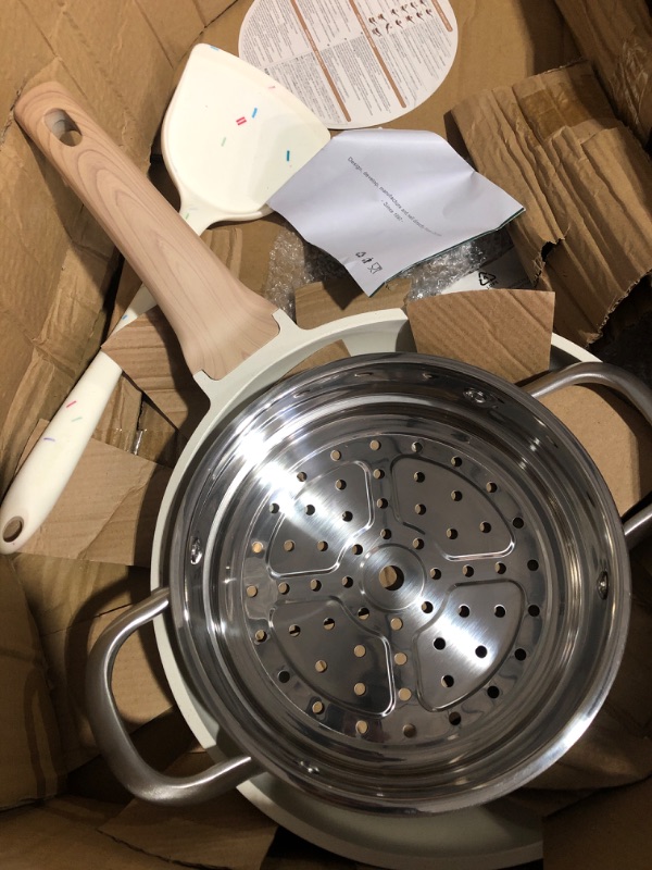 Photo 4 of * used *
CAROTE Pots and Pans Set Nonstick, White Granite Induction Kitchen Cookware Sets