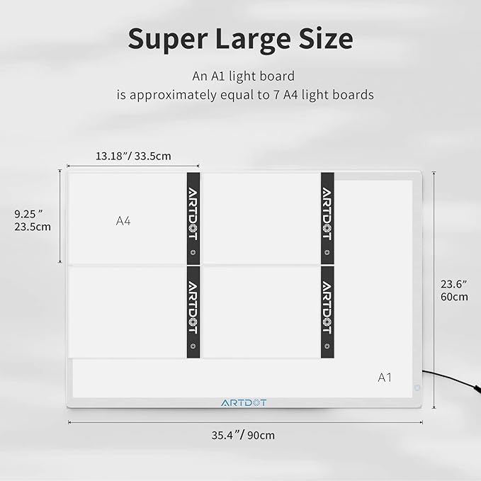 Photo 1 of ARTDOT A1 Large LED Light Pad for Diamond Painting AC Powered Light Board Kit Adjustable Brightness Light Box Drawing for 5D Diamond Painting Kits
