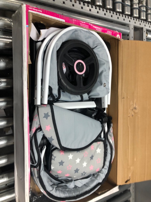 Photo 2 of Bayer Design Dolls: Pram Xeo - Grey, Pink, Stars - Includes Shoulder Bag, Fits Dolls Up to 18', Convertible to A Pushchair, Adjustable Handle & Swivel Front Wheels, Accessory for -Plush Toys, Ages 3+
