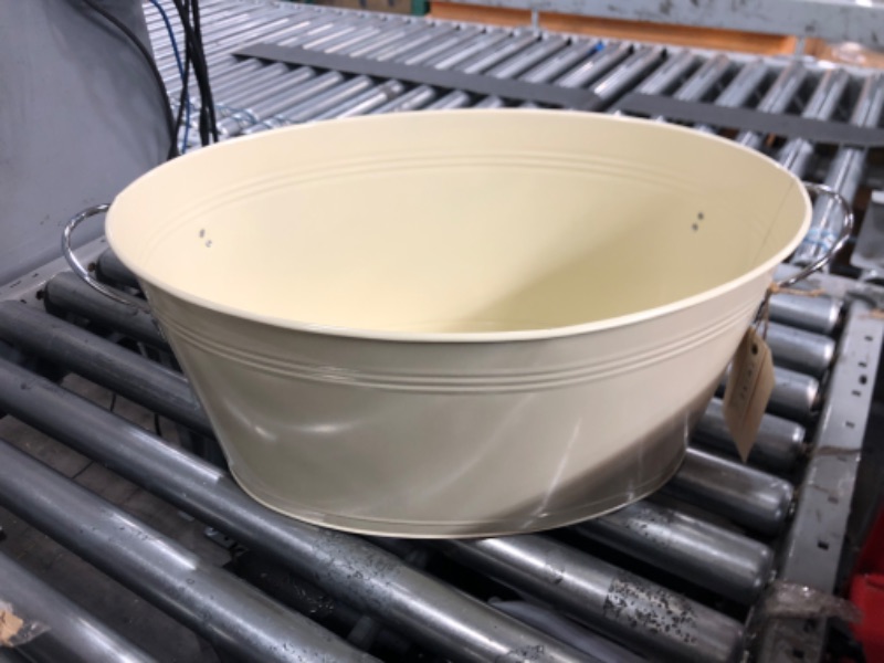 Photo 1 of Twine Rustic Farmhouse Decor Ice Bucket & Galvanized Cheers Beverage Tub for Parties, 6.3 Gallons, Cream