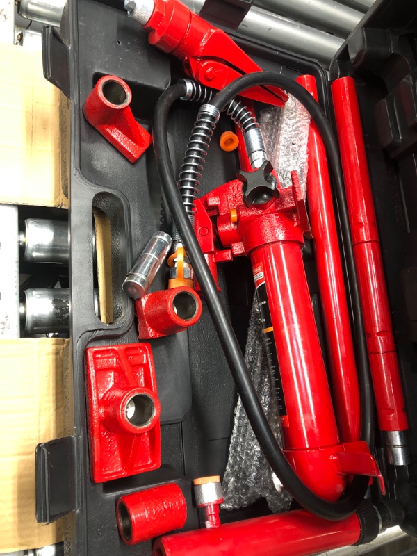 Photo 3 of BIG RED T70401S Torin Portable Hydraulic Ram: Auto Body Frame Repair Kit with Blow Mold Carrying Storage Case, 4 Ton (8,000 lb) Capacity, Red