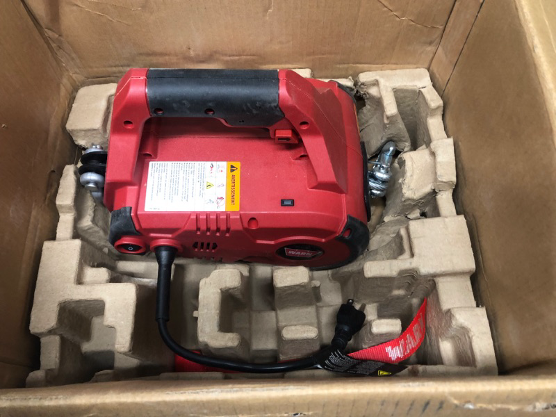 Photo 2 of * see clerk notes * 
WARN 885000 PullzAll Corded 120V AC Portable Electric Winch with Steel Cable: 1/2 Ton (1,000 Lb) Pulling Capacity , Red