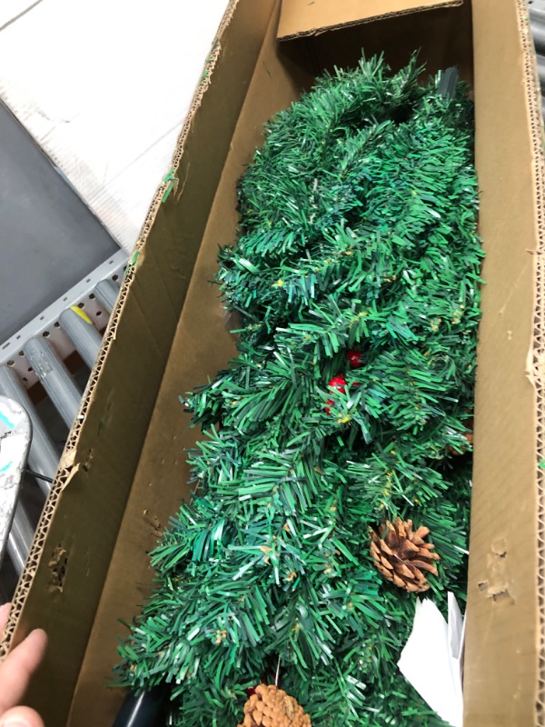 Photo 3 of 6Ft Premium Christmas Tree with 850 Branch Tips - Artificial Christmas Tree, 29 Pine Cones, 29 Berries with Metal Stand, Lightweight and Easy to Assemble