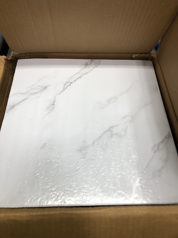 Photo 2 of 100 Pcs Self Adhesive Peel and Stick Floor Tile 12 x 12 Inch Waterproof Vinyl Flooring Tile Floor Vinyl Sticker Tiles for Kitchen Bedroom Basement Bathroom (Marble Style)