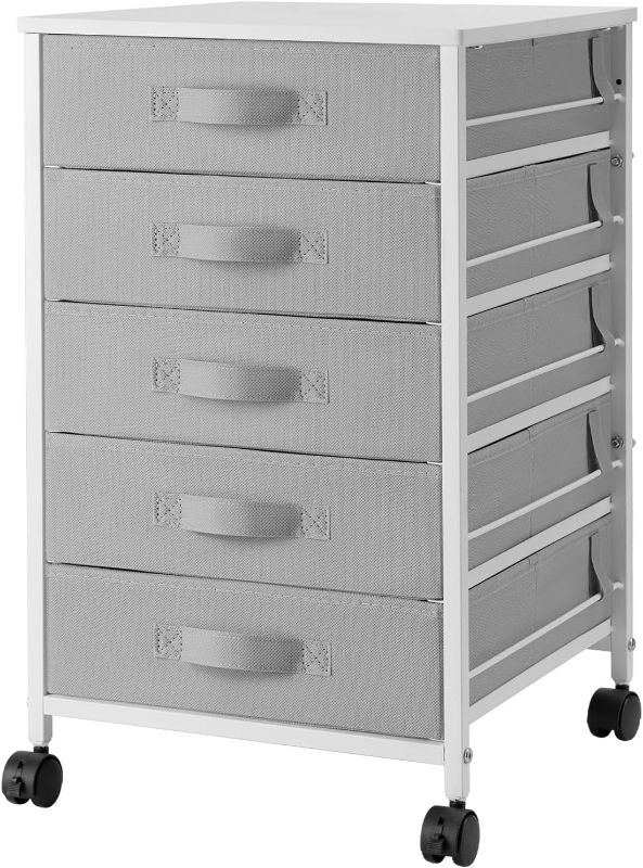 Photo 1 of TOPSKY Mobile Cabinet, Fabric Storage Tower with Anti-Drop Drawers for Home Office (Light Grey, 5 Drawers)
