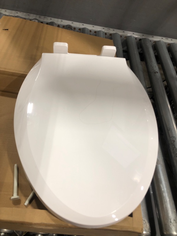 Photo 2 of Elongated Slow-Close Toilet Seat White with Quick Release Function, Simple Top Fixing Family Toilet Seat with Child Seat Built-in, Standard Toilet Seats with Adjustable Hinges