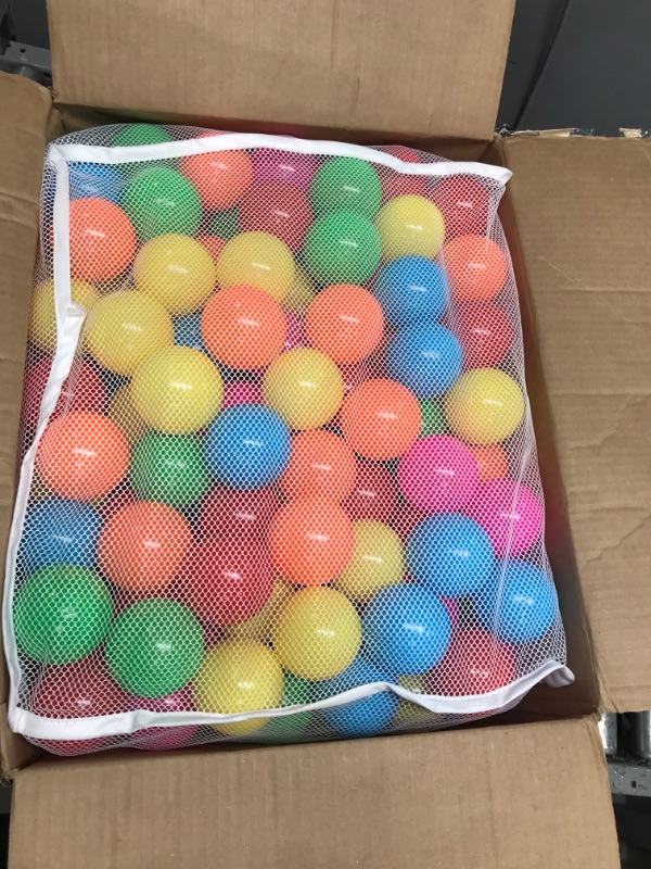 Photo 2 of Amazon Basics BPA Free Crush-Proof Plastic Ball Pit Balls with Storage Bag, Toddlers Kids 12+ Months, 6 Bright Colors - Pack of 400 6 Bright Colors 400 Balls