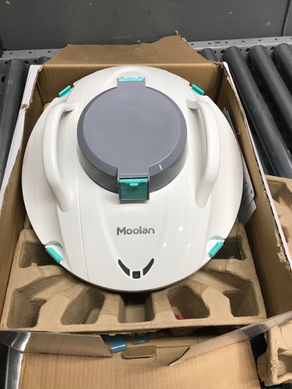 Photo 1 of Moolan Cordless Pool Vacuum Cleaner, Robotic Pool Cleaner, Dual-Motor, Self-Parking, with 140 Mins Maximum Runtime, Pool Vacuum for Above/In Ground Flat Pool Up to 1000 Sq Ft White