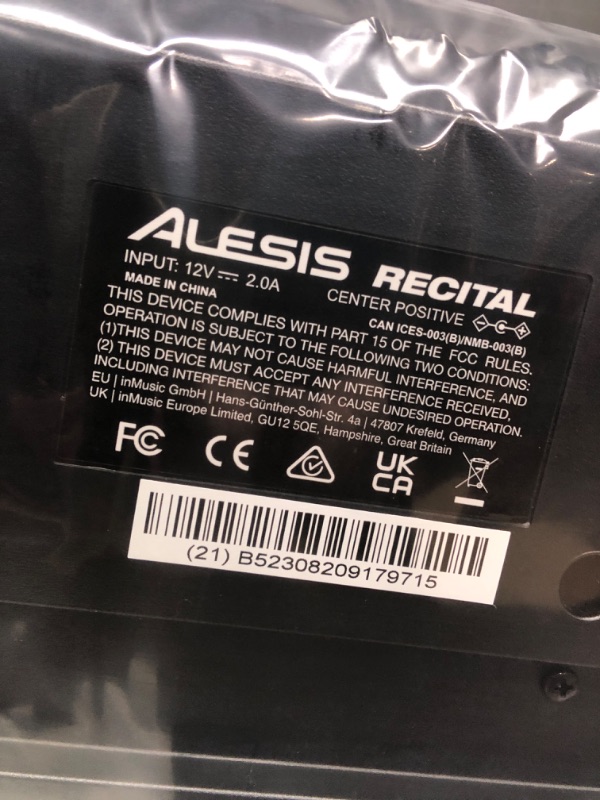 Photo 3 of Alesis Recital – 88 Key Digital Piano Keyboard with Semi Weighted Keys, 2x20W Speakers, 5 Voices, Split, Layer and Lesson Mode, FX and Piano Lessons Recital Piano Only