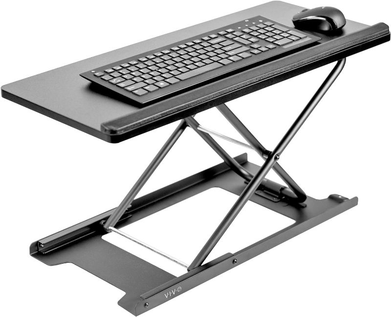 Photo 1 of Black Single Top 27 inch Heavy-Duty Scissors Lift Keyboard and Mouse Riser, Designed for Ergonomic Sit Stand Workstation