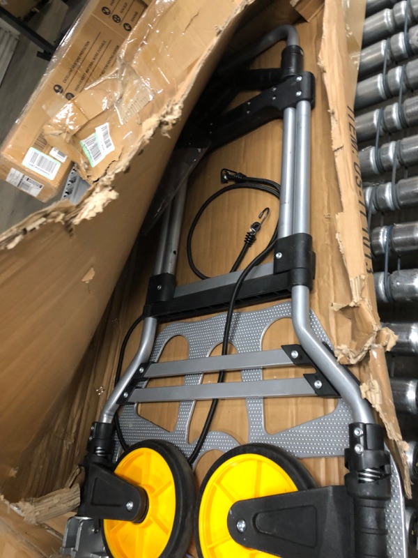 Photo 2 of FULLWATT 264 Lb Capacity Folding Hand Truck and Dolly Cart Aluminum Portable Folding Hand Cart with Telescoping Handle and Rubber Wheels Yellow