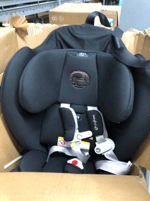 Photo 2 of CYBEX Eternis S with SensorSafe, Convertible Car Seat for Birth Through 120 Pounds, Up to 10 Years of Use, Chest Clip Syncs with Phone for Safety Alerts, Toddler & Infant Car Seat, Lavastone Black