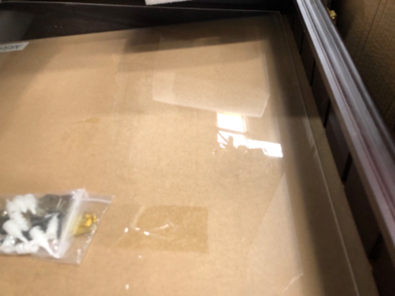 Photo 1 of ARRAWIS Moulding 144 Shot Glass Display Case with Lockable Door | Removable Shelf Cabinet Holder Wall Curio Cabinet Shadow Box - Organizer and Display Shelf for Standard & Tall Shot Glasses-Mahogany