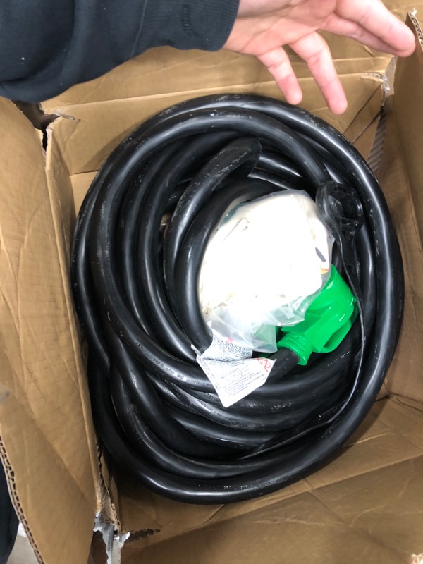 Photo 2 of addlon 50 Amp 50 Feet RV/EV Extension Cord with Adapter 30M/50F, Heavy Duty 6/3+8/1 STW AWG Gauge 4 Prong Power Cord, NEMA 14-50P to 14-50R, Tesla Model 3-S-X-Y,Black-Green, ETL Listed 50 FT - 50A