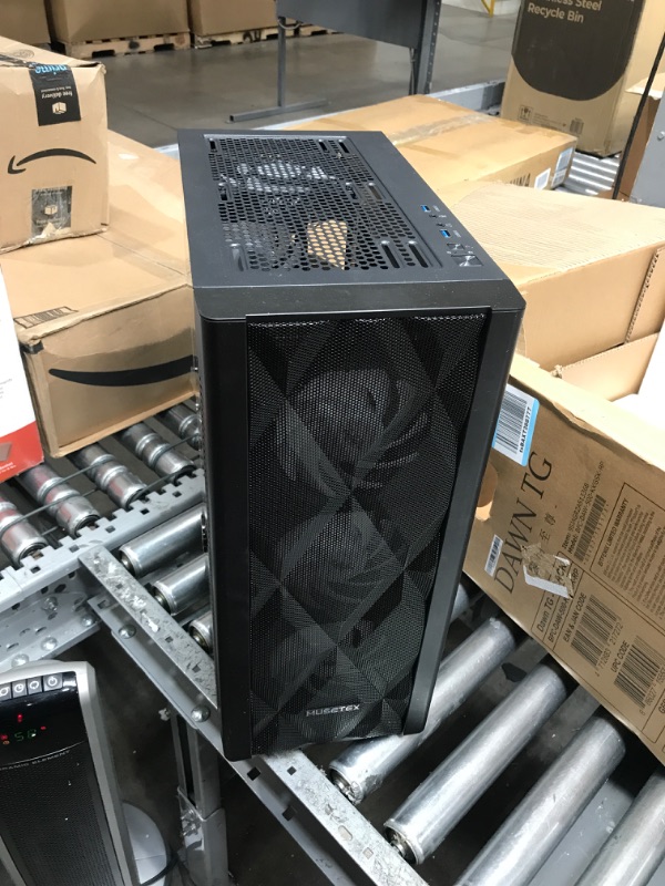 Photo 3 of MUSETEX ATX PC Case Mid-Tower with 6pcs 120mm ARGB Fans, Polygonal Mesh Computer Gaming Case with Type C, Opening Tempered Glass Side Panel, USB 3.0 x 2, Black, NN8.