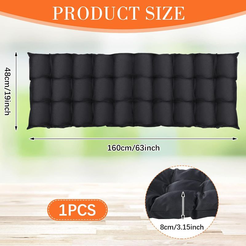 Photo 3 of (READ NOTES) Thyle 63x19 Inch Bench Swing Replacement Cushions, 2-3 Seater Waterproof Patio Furniture Outdoor Cushions, 3 Inch Thicken Cushion, Rocking Chairs Long Bench Pad for Lawn Garden (Black,1 Pcs) Black 1