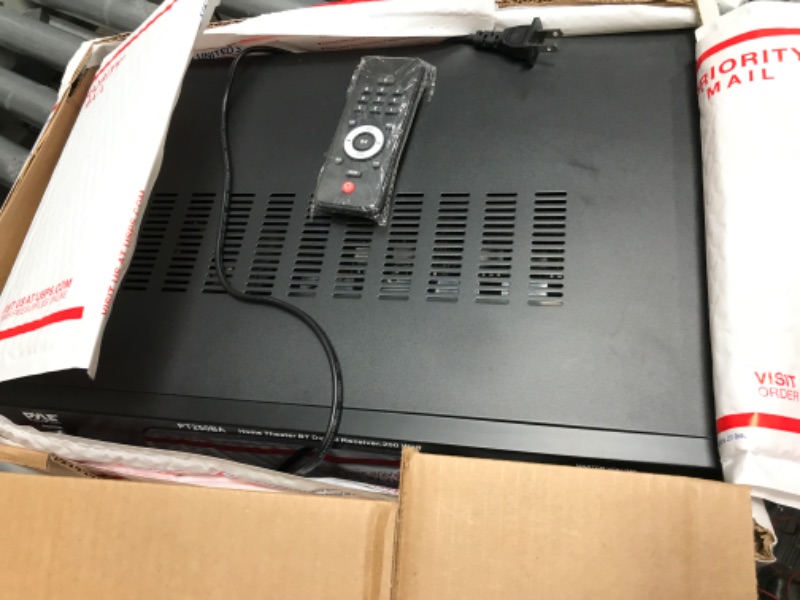 Photo 1 of Pyle Wireless Bluetooth Power Amplifier System, 200 Watt Max, Home Theater Audio Stereo Receiver Box with FM/USB, Mic in, RCA Inputs, Echo & 2-Band EQ Control, Digital Display Screen - PT250BA