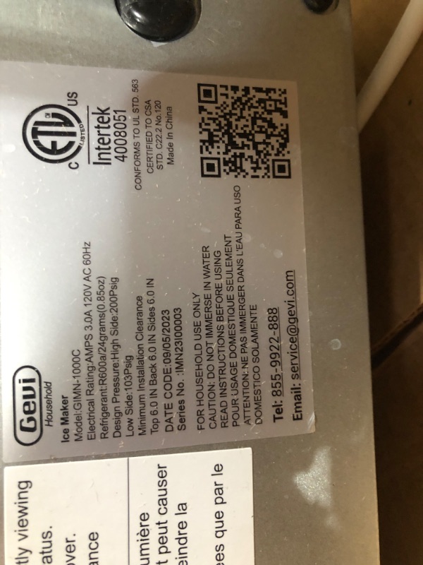 Photo 4 of ***SEE NOTES*** Gevi Household V2.0 Countertop Nugget Ice Maker | Self-Cleaning Pellet Ice Machine | Stainless Steel Housing |16.9''H Fits Perfectly Under Wall Cabinet | Black with Viewing Window Nugget Ice Black with Viewing Window (see notes about funct