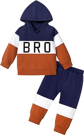 Photo 1 of Fommy Toddler Boy Clothes, Toddler Clothes Letter Print Long Sleeve Hoodie Top + Pants 2PCS Set