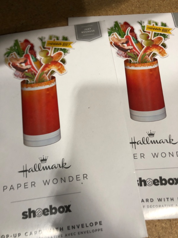 Photo 2 of Hallmark Paper Wonder Shoebox Funny Pop Up Birthday Card, Fathers Day Card (Bloody Mary) 2PK 