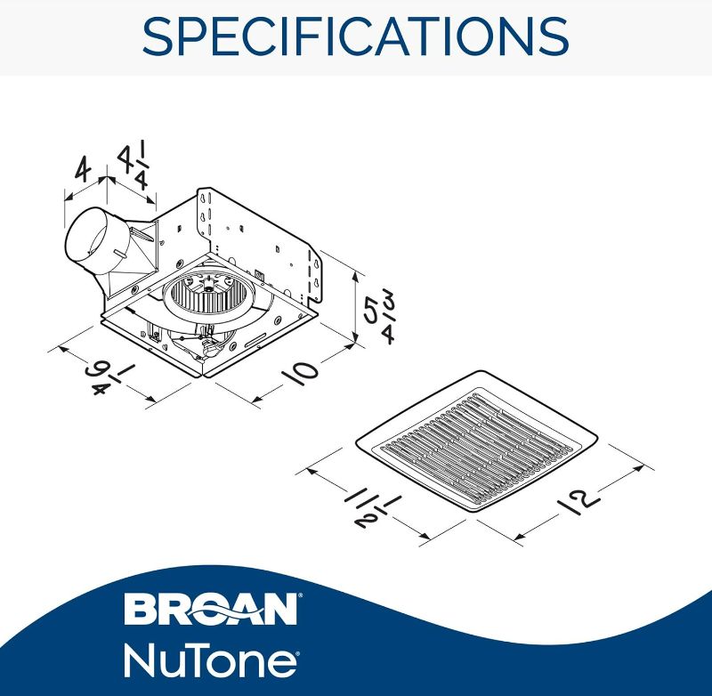 Photo 3 of (READ NOTE) Broan-NuTone AE110 Bathroom Ventilation Fan with Wall Switch Modern