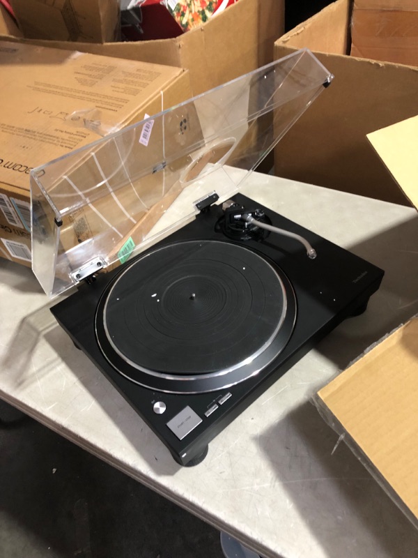 Photo 10 of ***USED - NO POWER CORD OR ACCESSORIES - UNABLE TO TEST***
Technics Turntable, Premium Class HiFi Record Player with Coreless Direct, Stable Playback, Audiophile-Grade Cartridge and Auto-Lift Tonearm, Dustcover Included – SL-100C, Black (SL-100C-K)
