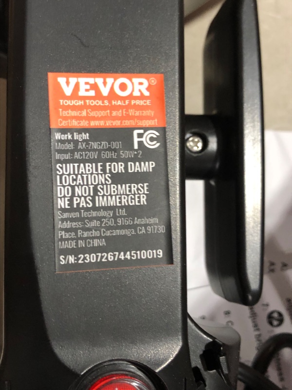 Photo 8 of ***DAMAGED - LEG AND LIGHT ARM BROKEN - SEE PICTURES - UNABLE TO TEST***
VEVOR Led Work Light 10000lm, Work lights with Stand Dual Head 100w, 27.6"-70" Height Adjustable