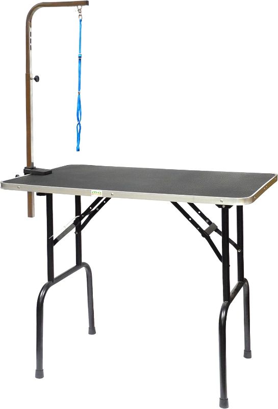 Photo 1 of 
Go Pet Club 30-Inch Dog Grooming Table, Adjustable Arm Foldable Non-Slip Top, Rust-Proof, Waterproof, Warp-Free Trimming Table for Pets, Black
