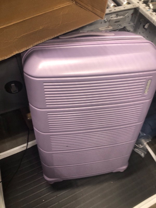 Photo 3 of American Tourister Stratum 2.0 Expandable Hardside Luggage with Spinner Wheels, 28" SPINNER, Purple Haze 28-Inch Checked-Large Purple Haze