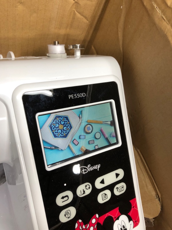 Photo 3 of Brother PE550D Embroidery Machine, 125 Built-in Designs Including 45 Disney Designs, 4" x 4" Hoop Area, Large 3.2" LCD Touchscreen, USB Port, 9 Font Styles