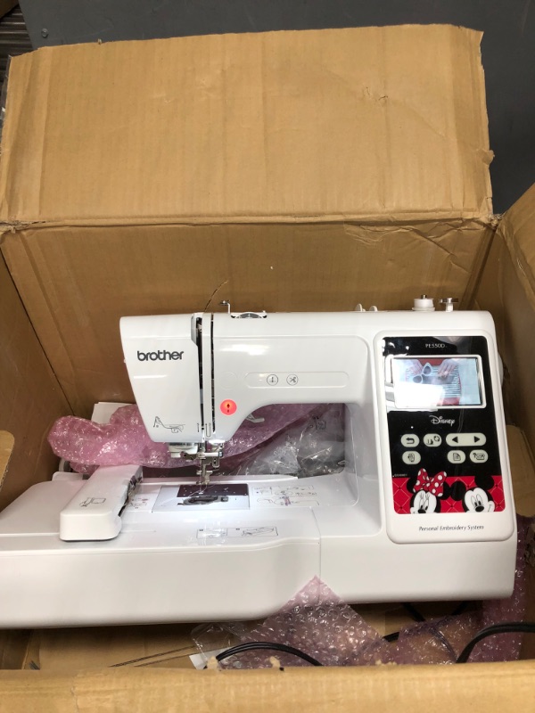 Photo 2 of Brother PE550D Embroidery Machine, 125 Built-in Designs Including 45 Disney Designs, 4" x 4" Hoop Area, Large 3.2" LCD Touchscreen, USB Port, 9 Font Styles