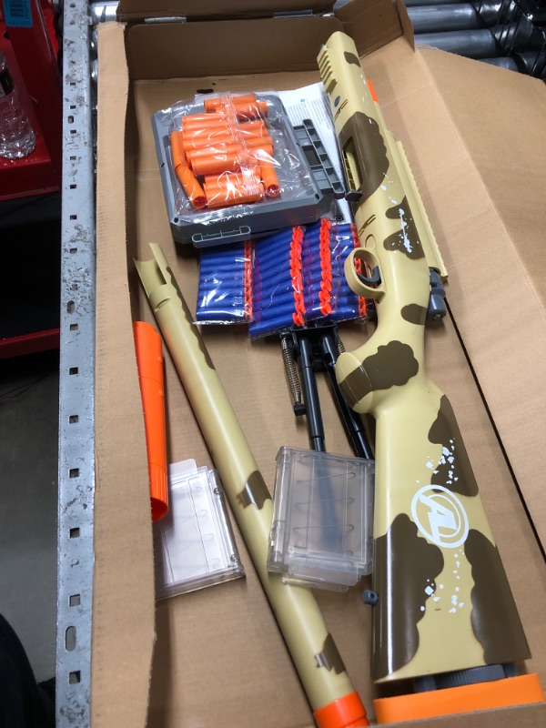 Photo 2 of AGM MASTECH M24 Soft Bullet Toy Gun, Empty Shell Ejecting Design, Enhanced Scope, Dart Loader, 40 Soft Foam Darts, 20 Shells, 2 Magazines. Blasting Toy Foam Blaster for Boys and Girls (Yellow)