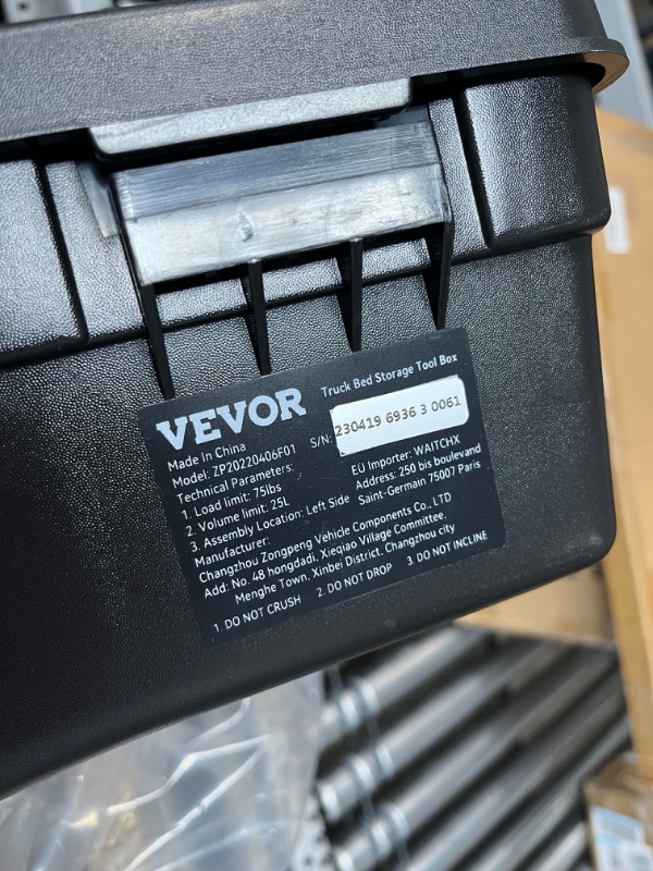Photo 1 of * used * see all images * 
VEVOR Truck Bed Storage Box, Lockable Lid, Waterproof ABS Wheel Well Tool Box 6.6 Gal/20 L with Password Padlock