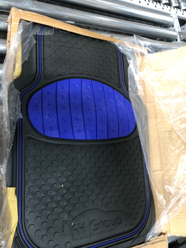 Photo 2 of Automotive Floor Mats Blue Climaproof for All Weather Protection Universal Fit Heavy Duty Rubber fits Most Cars, SUVs, and Trucks (Full Set Trim to Fit) FH Group F11500BLUE