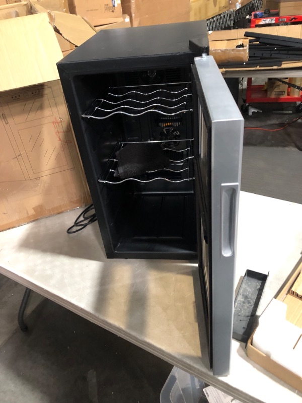 Photo 2 of ***MAJOR DAMAGE - NOT FUNCTIONAL - FOR PARTS ONLY - NONREFUNDABLE - SEE COMMENTS***
maisee Dual Zone Wine Cooler, 12 Bottles Mini Small Wine Cooler Refrigerator Chiller Fridge 45f-65f
