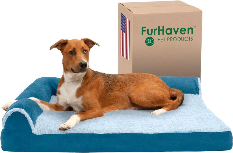 Photo 1 of (SEE NOTES) Furhaven XL Cooling Gel Foam Dog Bed Perfect Comfort Plush & Velvet Waves Sofa-Style w/ Removable Washable Cover - Granite Gray, Jumbo (X-Large) Sofa - Plush & Velvet Waves (Granite Gray) Jumbo Cooling Gel Foam
