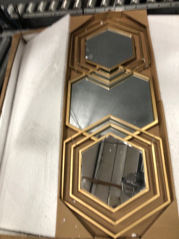 Photo 2 of HomeRoots Gold Hexagon Accent Mirror Metal Mirror