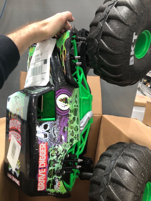 Photo 3 of **MISSING REMOTE**  Monster Jam Official Mega Grave Digger All-Terrain Remote Control Monster Truck with Lights - 1:6 Scale