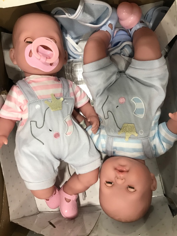 Photo 1 of Berenguer Boutique 30050 TWINS- 15” Soft Body Baby Dolls - 12 Piece Gift Set with Open/Close Eyes- Perfect for Children 2+ Twin Gift Set